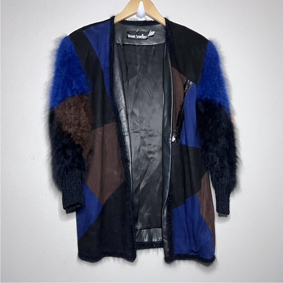 Vintage Leather Patchwork Kimono Jacket - Picture 3 of 12